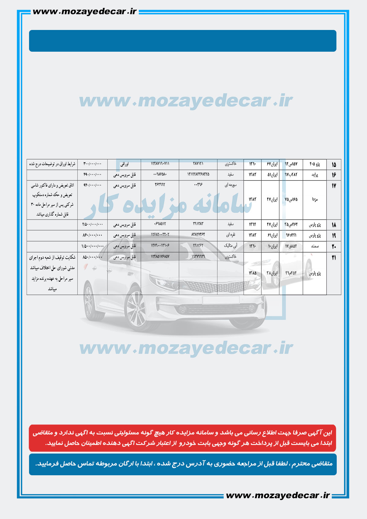 مزایده خودرو اراک