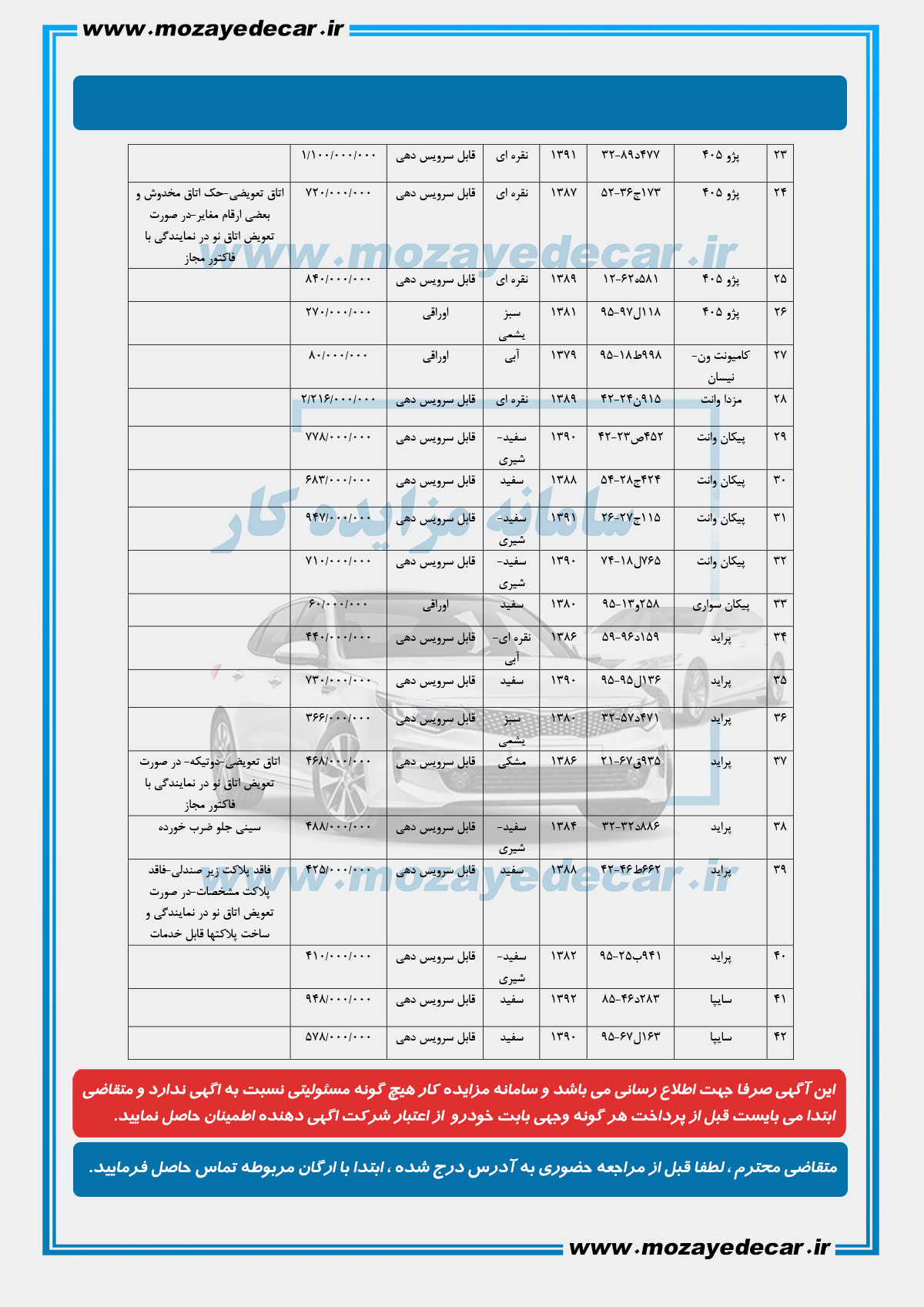 مزایده خودرو مشهد