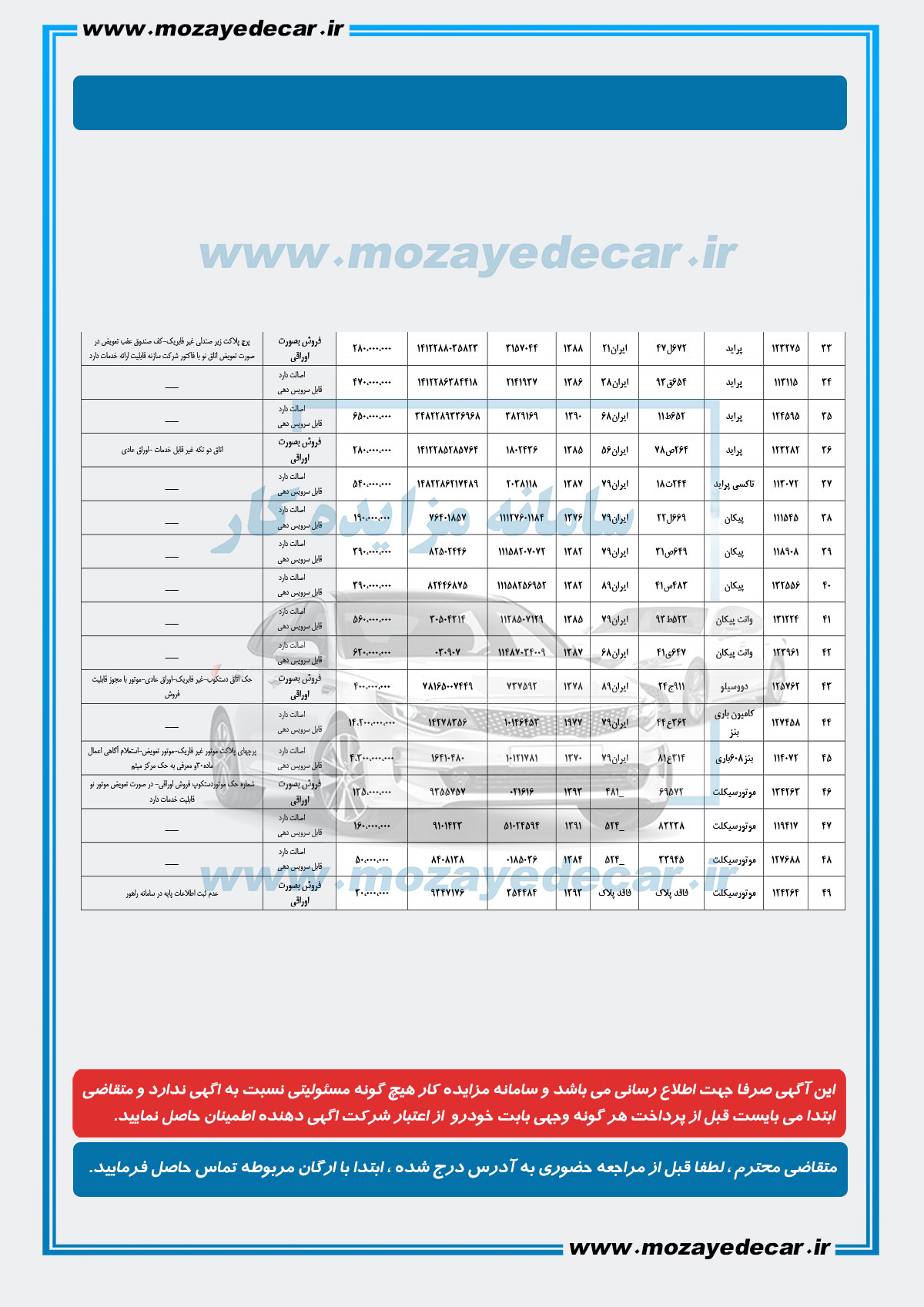 مزایده خودرو قزوین