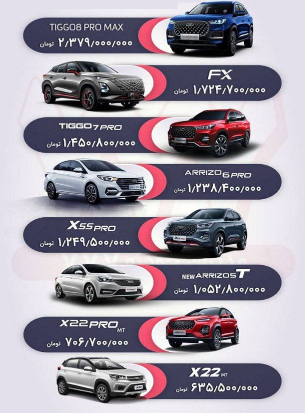  قیمت کارخانه ای محصولات مدیران خودرو (شهریور 1402) 